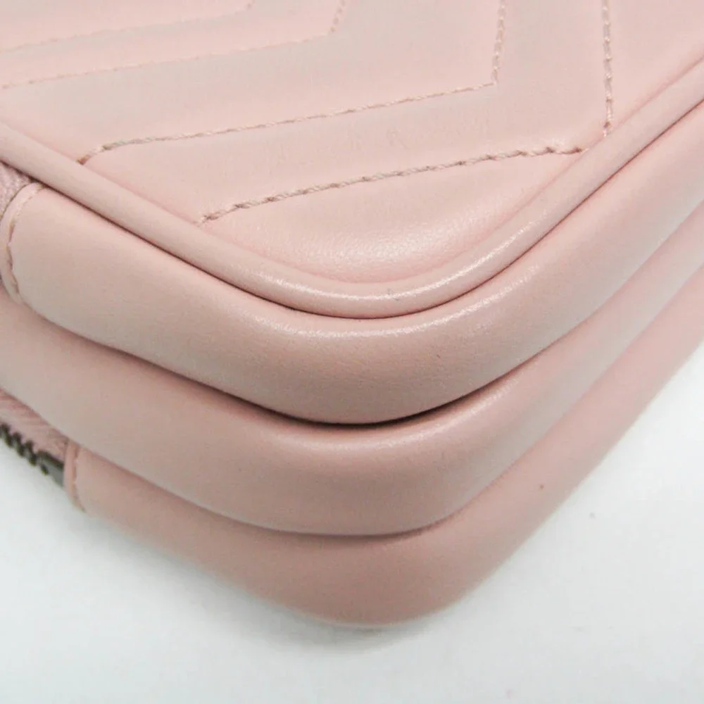 GUCCI Authentic Pink Leather GG Marmont Shoulder Bag - Picture 4 of 13